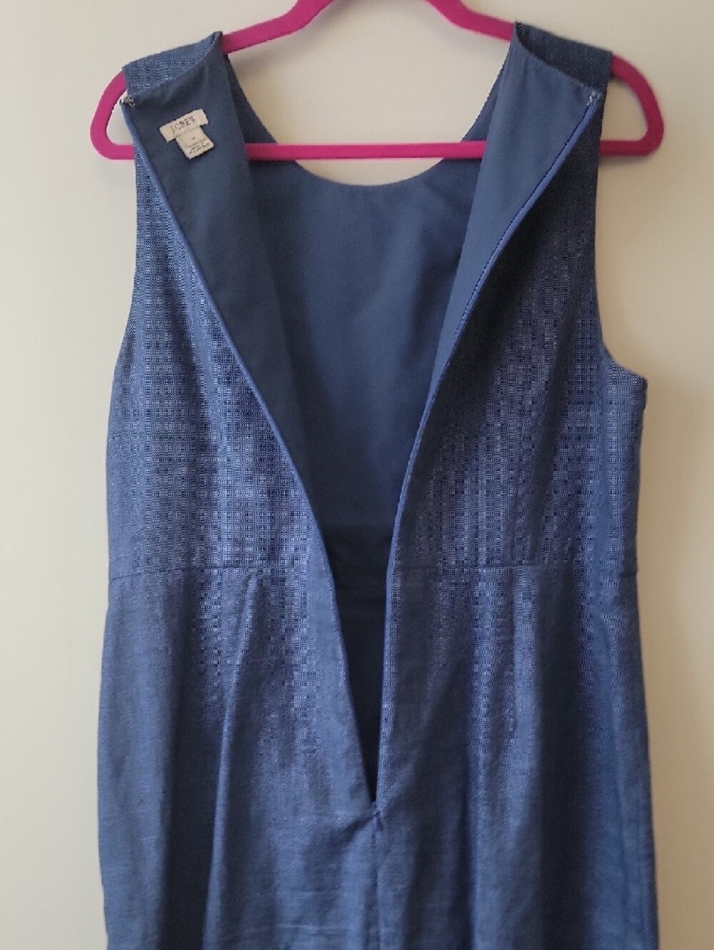 J. Crew Blue Linen Blend Sleeveless Midi Dress Front Knot Detail Coastal Boho - Picture 8 of 15